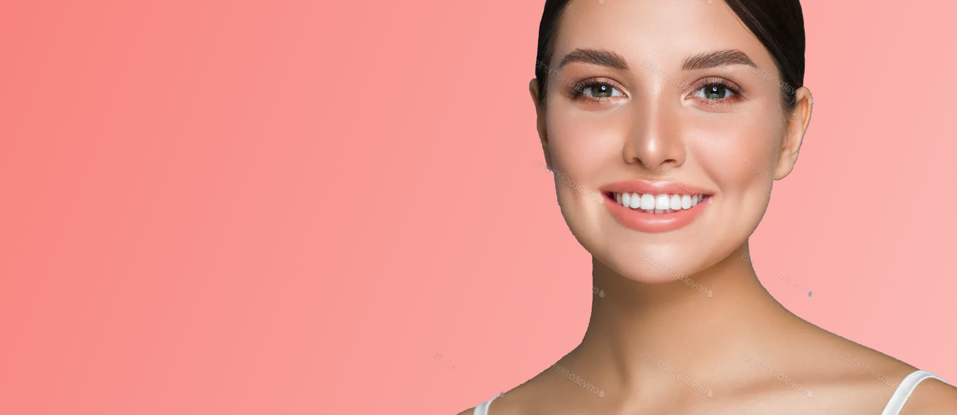 A beautiful women with a smile makeover, smiling